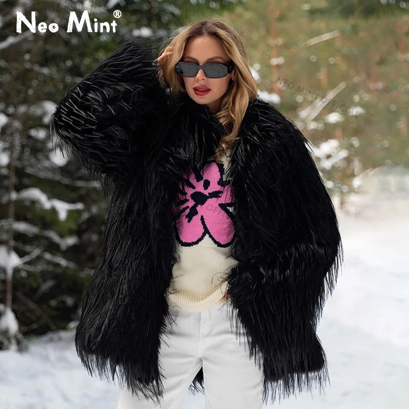 Streetwear Brand Jacket - Neo Mint 2024 Winter Furry Faux