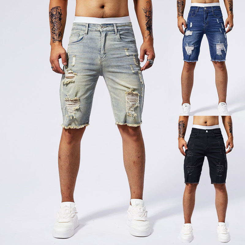 Streetwear Brand Pants - 2025 Summer New Men's Ripped Denim