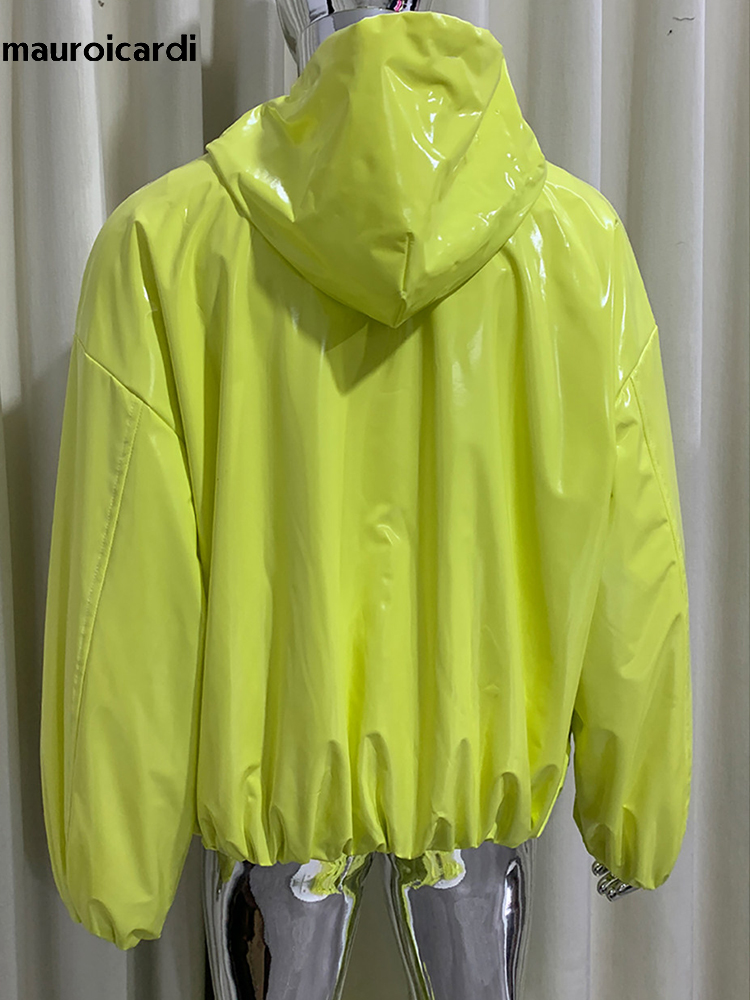Streetwear Brand Clothing - Mauroicardi Spring Oversized Shiny Glossy Leather