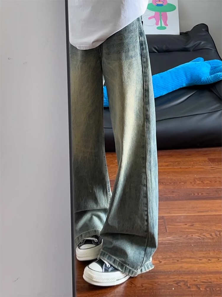 Yellow Streetwear Brand - American Retro Blue Jeans Men's Trendy