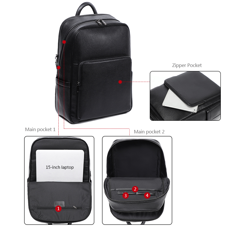 100% Cow Genuine Leather Men B - Streetwear Brand Backpack recension och pris