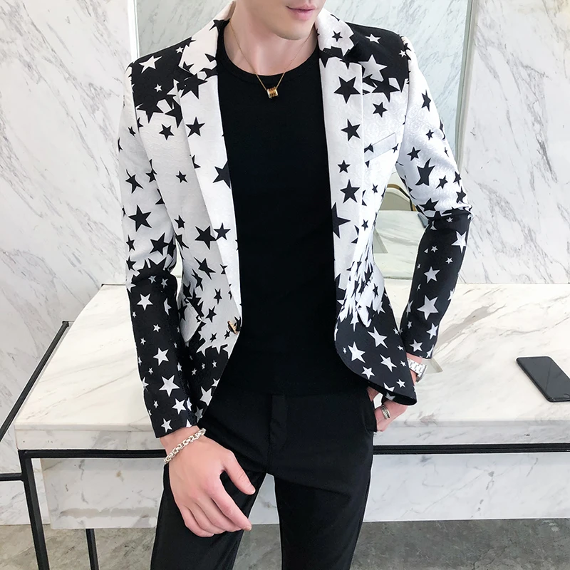 Star Print Slim Fit Blazers 20 - Streetwear Brand Jacket recension och pris