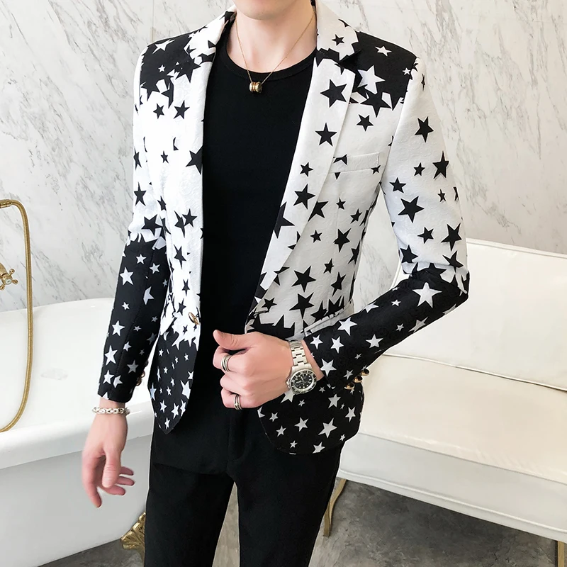 Star Print Slim Fit Blazers 20 - Streetwear Brand Jacket recension och pris