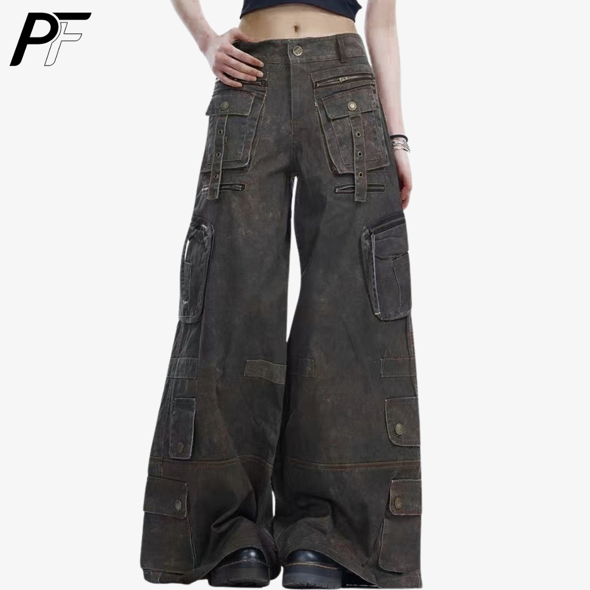 Grunge Techwear Wide Leg Cargo - Streetwear Brand Pants recension och pris