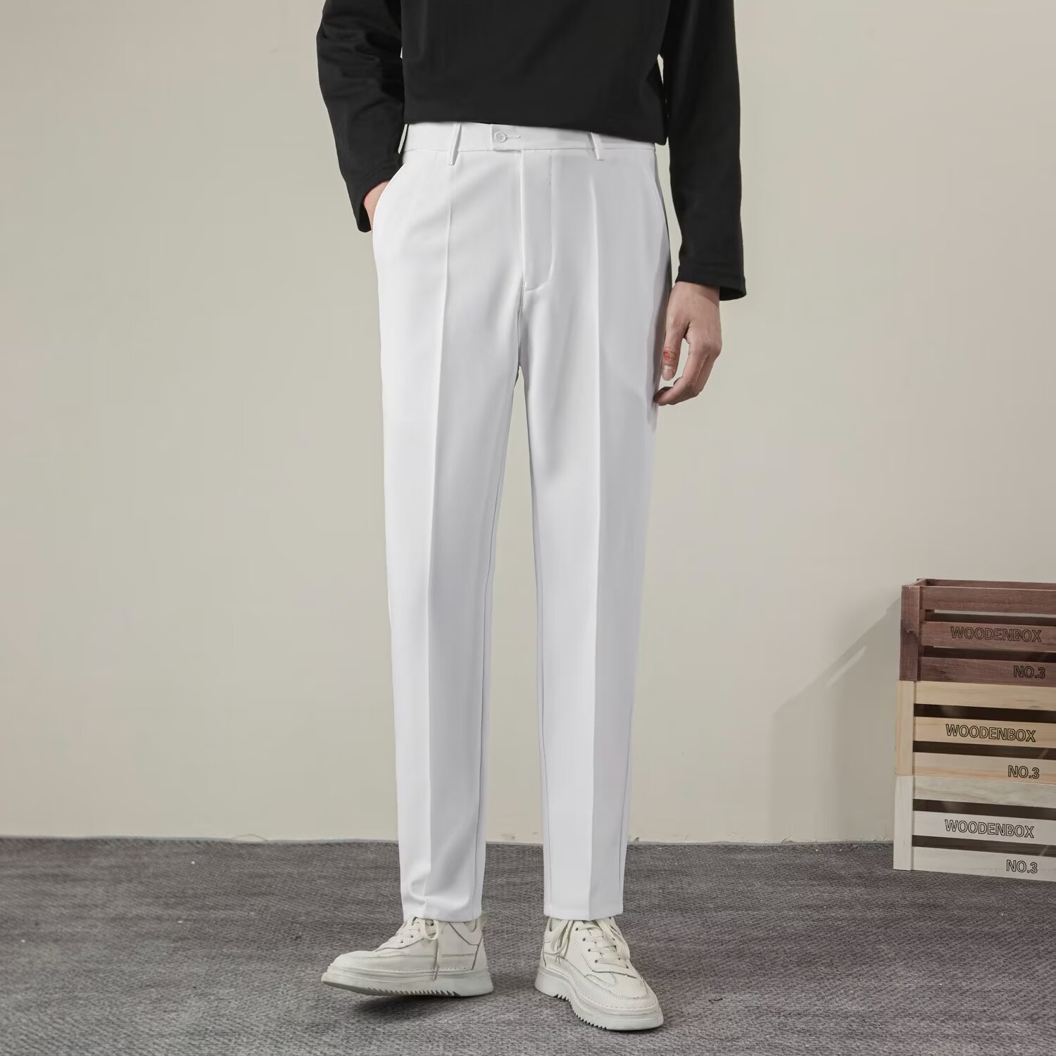 Summer Men's Solid Color Strai - Streetwear Brand Pants recension och pris